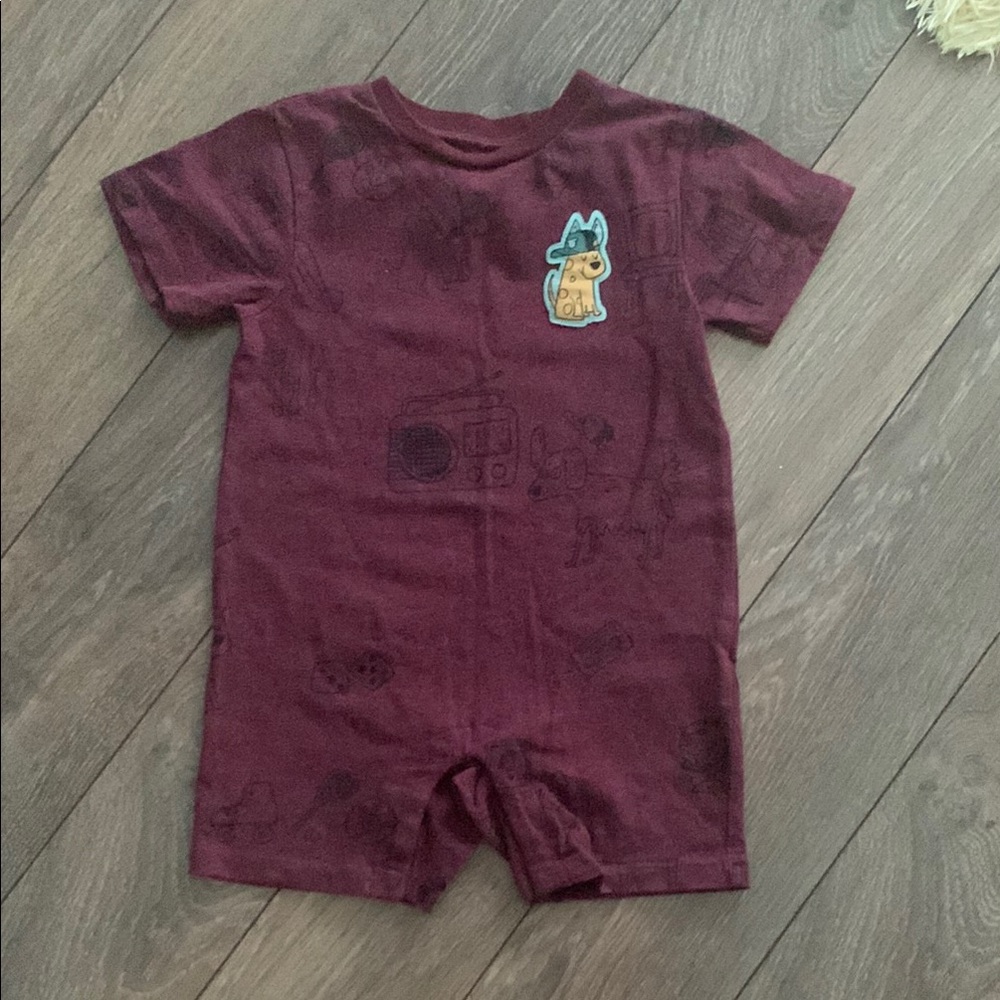 Burgandy Bodysuit One Piece with Cheerful Design